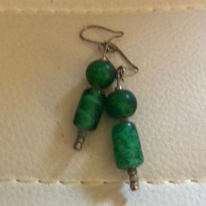 Handmade green dangling Earrings